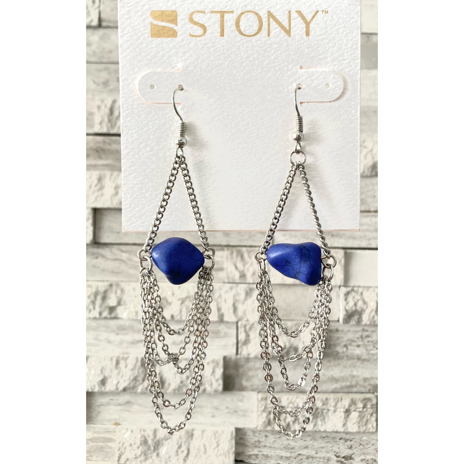 2/$24! Earrings Stony Blue And Silver Dangle